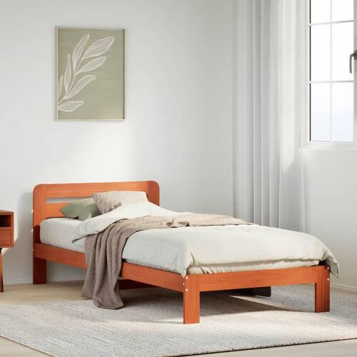 Sengeramme uden madras 100x200 cm massivt fyrretræ gyldenbrun