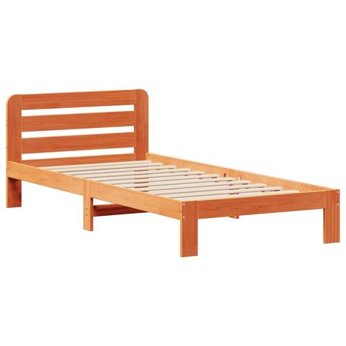 Sengeramme uden madras 100x200 cm massivt fyrretræ gyldenbrun