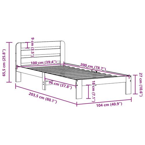 Sengeramme uden madras 100x200 cm massivt fyrretræ gyldenbrun