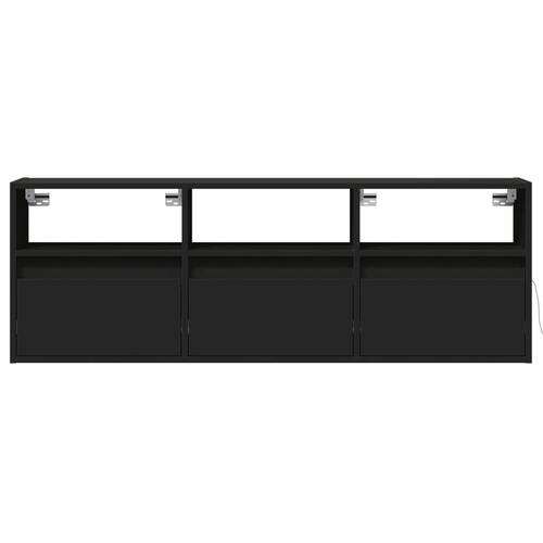 Væghængt tv-bord med LED-lys 130x31x45 cm sort
