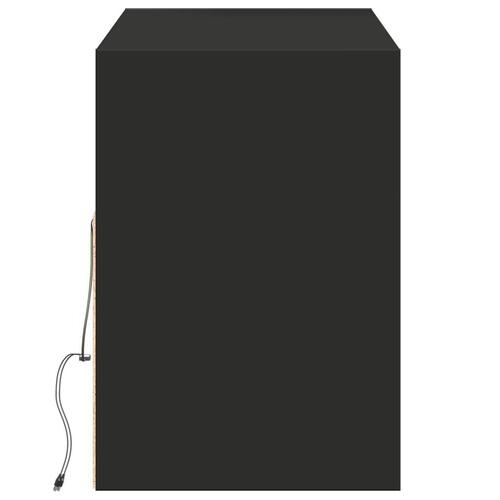 Væghængt tv-bord med LED-lys 130x31x45 cm sort