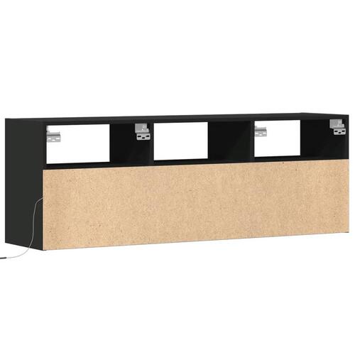 Væghængt tv-bord med LED-lys 130x31x45 cm sort
