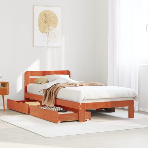 Sengeramme uden madras 90x200 cm massivt fyrretræ gyldenbrun
