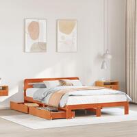 Sengeramme uden madras 135x190 cm massivt fyrretræ brun