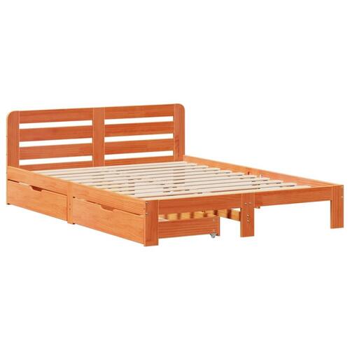 Sengeramme uden madras 135x190 cm massivt fyrretræ brun
