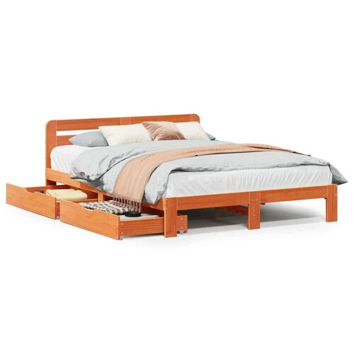 Sengeramme uden madras 150x200 cm massivt fyrretræ gyldenbrun