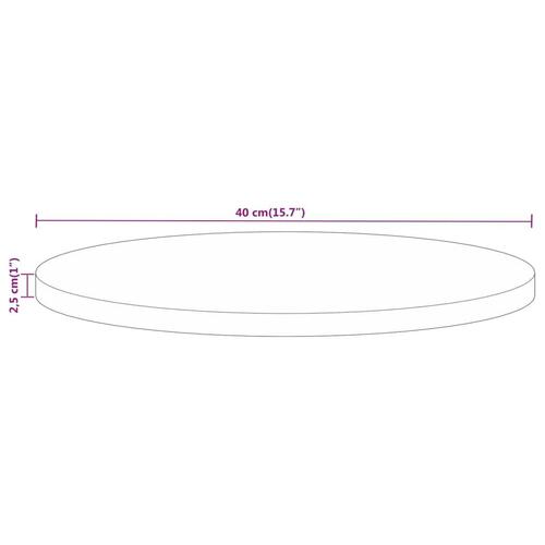 Bordplade Ø40x2,5 cm rund massivt genbrugstræ