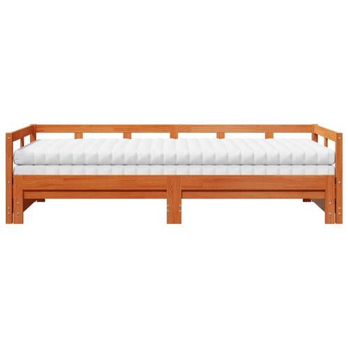 Daybed m. udtræk madrasser 90x200cm massivt fyrretræ gyldenbrun