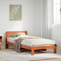 Sengeramme uden madras 75x190 cm massivt fyrretræ gyldenbrun