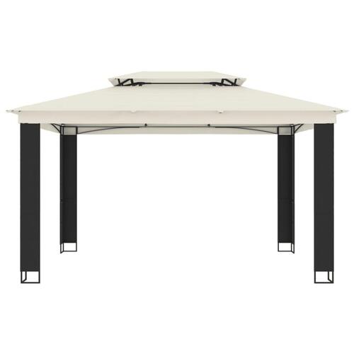 Pavillon med dobbelt tag 3,94x2,96 m stål cremefarvet
