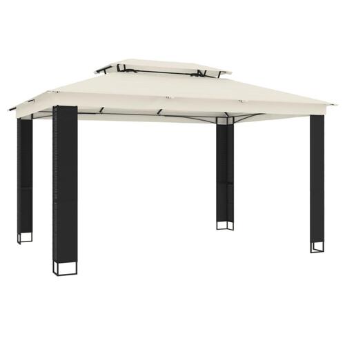 Pavillon med dobbelt tag 3,94x2,96 m stål cremefarvet