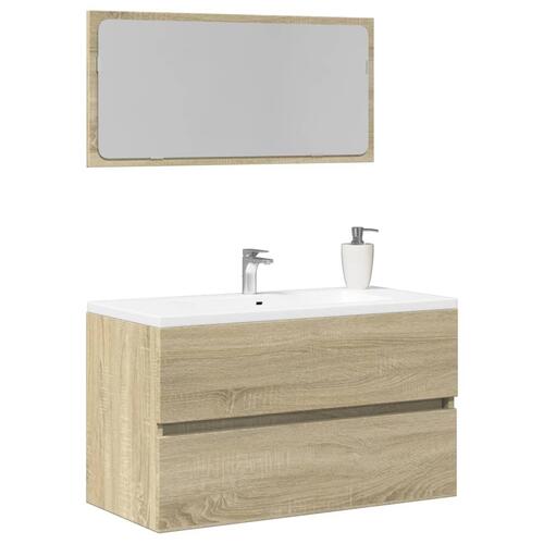 Badeværelsesskab 80x38,5x45 cm konstrueret træ sonoma-eg