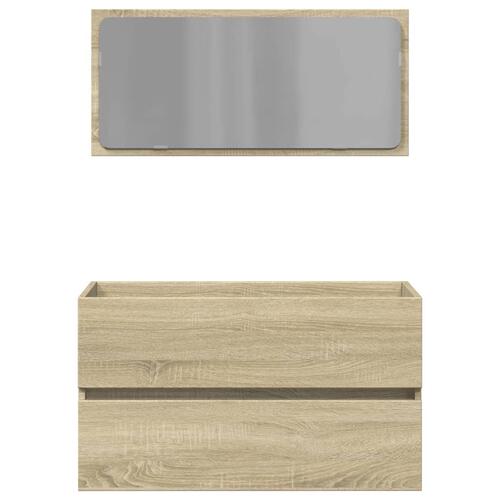 Badeværelsesskab 80x38,5x45 cm konstrueret træ sonoma-eg
