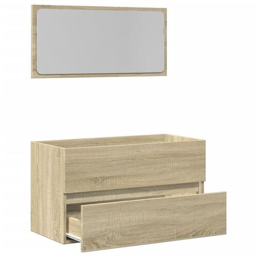 Badeværelsesskab 80x38,5x45 cm konstrueret træ sonoma-eg