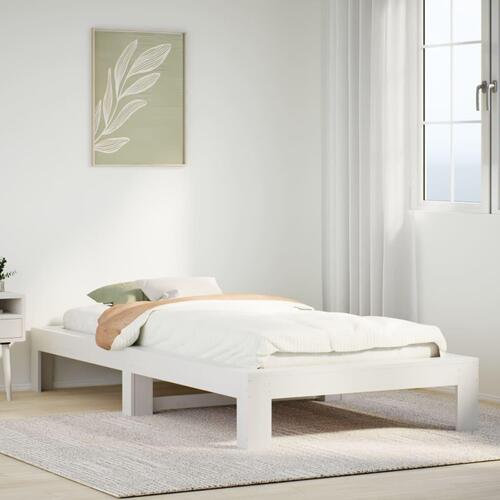 Sengeramme uden madras 75x190 cm massivt fyrretræ hvid