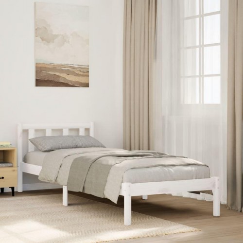Ekstra lang sengeramme 80×210 cm - massivt fyrretræ, hvid