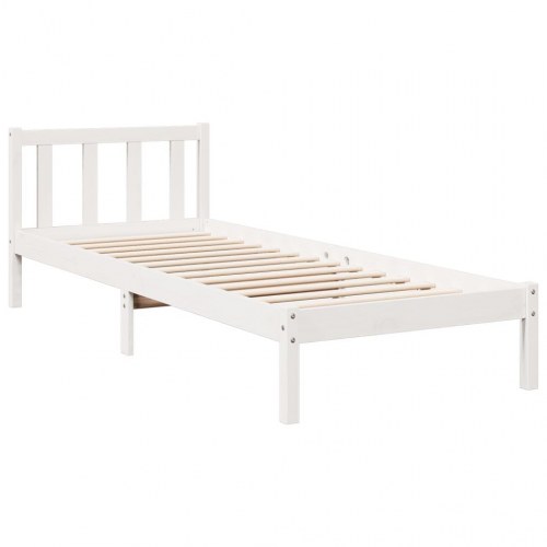 Ekstra lang sengeramme 80×210 cm - massivt fyrretræ, hvid