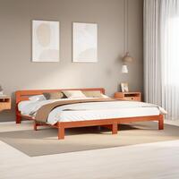 Sengeramme uden madras 200x200 cm massivt fyrretræ gyldenbrun