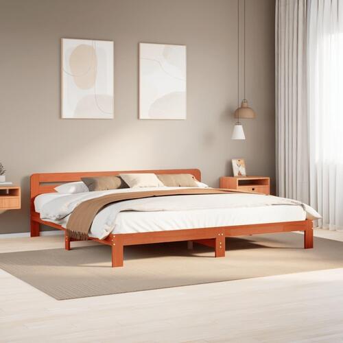 Sengeramme uden madras 200x200 cm massivt fyrretræ gyldenbrun