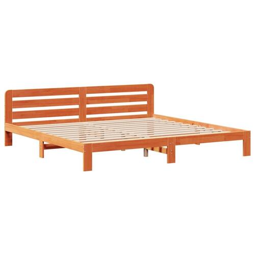 Sengeramme uden madras 200x200 cm massivt fyrretræ gyldenbrun