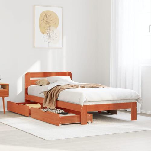Sengeramme uden madras 75x190 cm massivt fyrretræ gyldenbrun