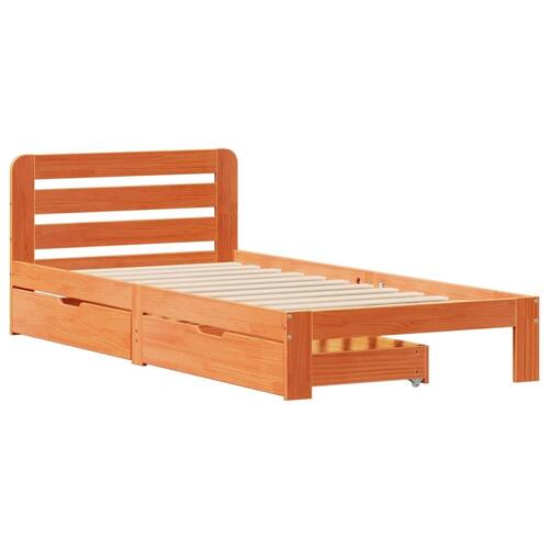 Sengeramme uden madras 75x190 cm massivt fyrretræ gyldenbrun