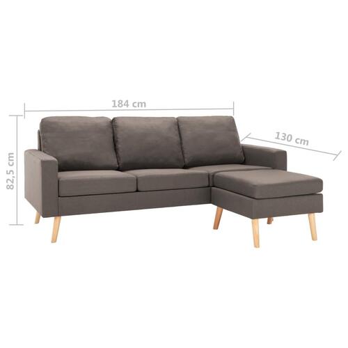 3-personers sofa med fodskammel stof gråbrun