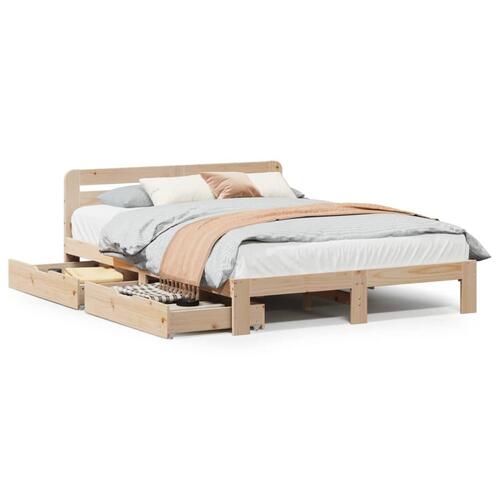 Sengeramme uden madras 135x190 cm massivt fyrretræ hvid