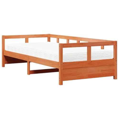 Daybed med madras 90x200 cm massivt fyrretræ gyldenbrun