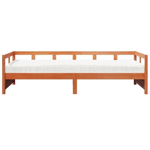 Daybed med madras 90x200 cm massivt fyrretræ gyldenbrun