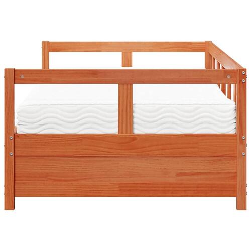 Daybed med madras 90x200 cm massivt fyrretræ gyldenbrun