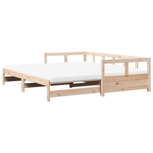 Daybed med udtræk og madrasser 80x200 cm massivt fyrretræ