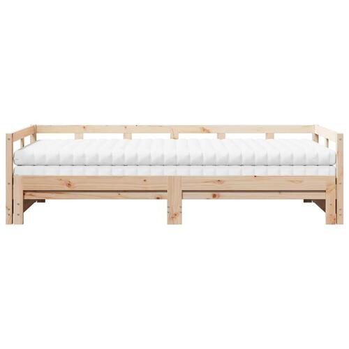 Daybed med udtræk og madrasser 90x190 cm massivt fyrretræ