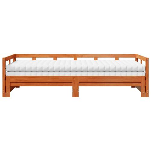 Daybed m. udtræk madrasser 90x190cm massivt fyrretræ gyldenbrun