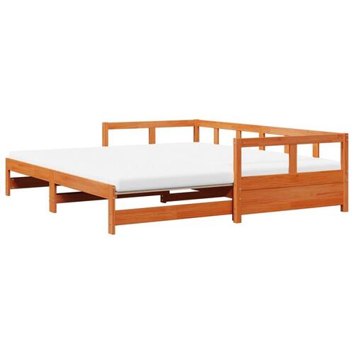Daybed m. udtræk madrasser 90x190cm massivt fyrretræ gyldenbrun