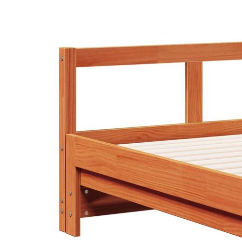 Daybed m. udtræk madrasser 90x190cm massivt fyrretræ gyldenbrun