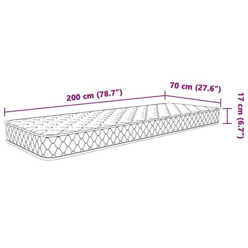Madras 70x200x17 cm memoryskum hvid