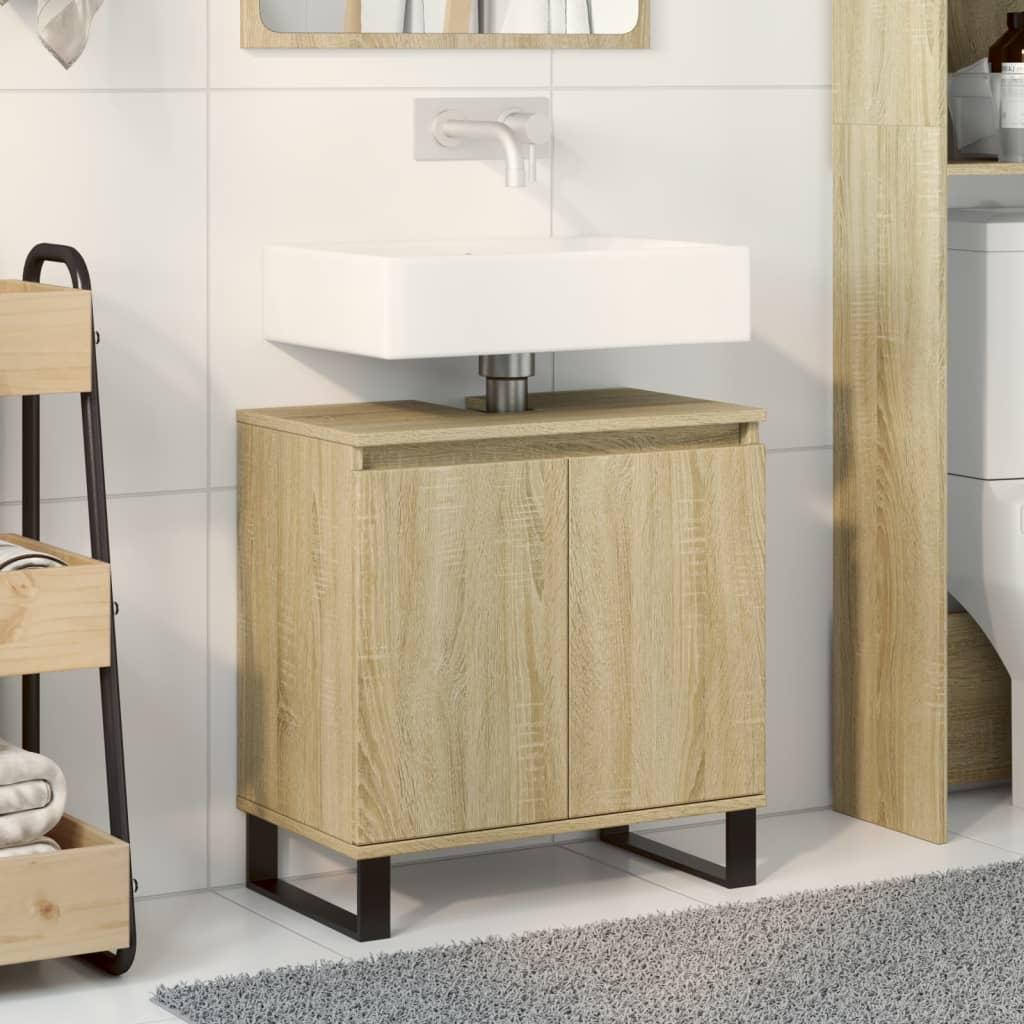 Badeværelsesskab 58x33x60 cm konstrueret træ sonoma-eg