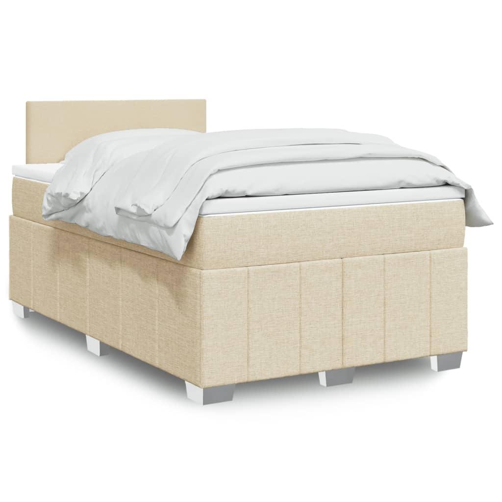 Kontinentalseng med madras og topmadras 120x200 cm - stof, cremefarvet billede