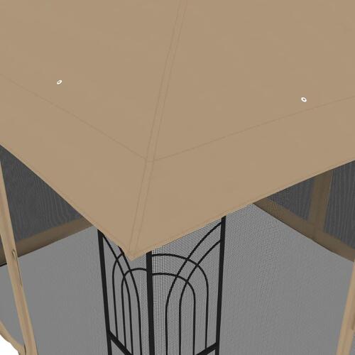 Pavillon 2,94x2,94 m dobbelt tag + meshvægge stål gråbrun