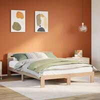 Sengeramme uden madras 135x190 cm massivt fyrretræ hvid