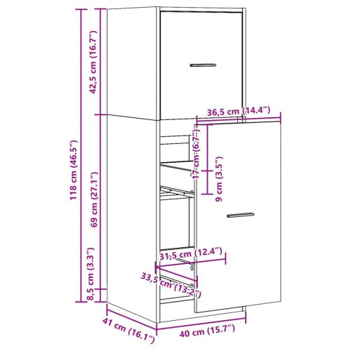 Udtræksskab 40×41×118 cm - konstrueret træ i brun egetræsfarve