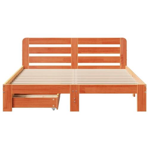 Sengeramme uden madras 140x200 cm massivt fyr gyldenbrun