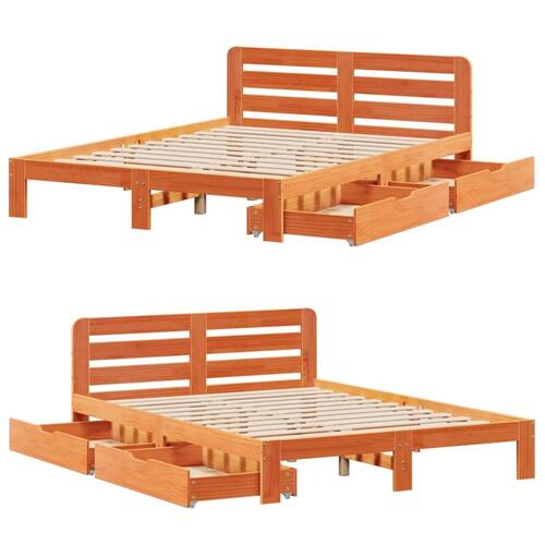 Sengeramme uden madras 140x200 cm massivt fyr gyldenbrun