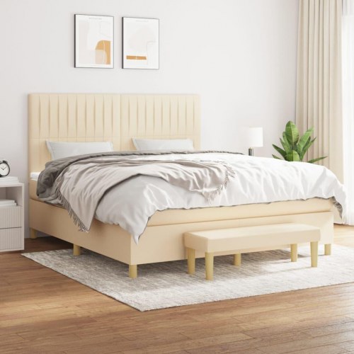 Kontinentalseng med madras 180×200 cm - stof, cremefarvet