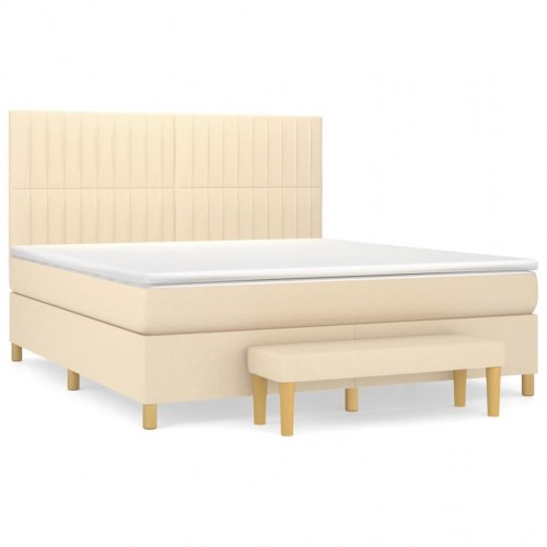 Kontinentalseng med madras 180×200 cm - stof, cremefarvet