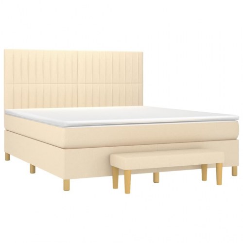 Kontinentalseng med madras 180×200 cm - stof, cremefarvet