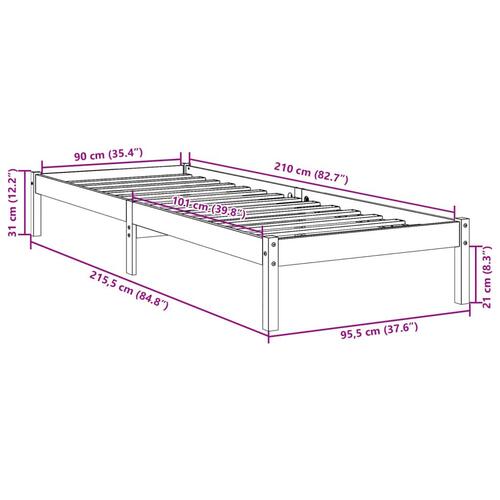 Ekstra lang sengeramme uden madras 90x210 cm massivt fyrretræ