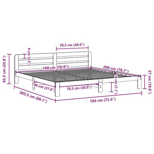 Sengeramme uden madras 180x200 cm massivt fyrretræ gyldenbrun