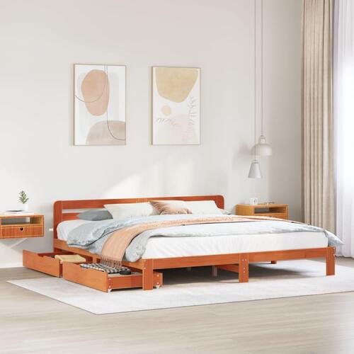 Sengeramme uden madras 180x200 cm massivt fyrretræ gyldenbrun